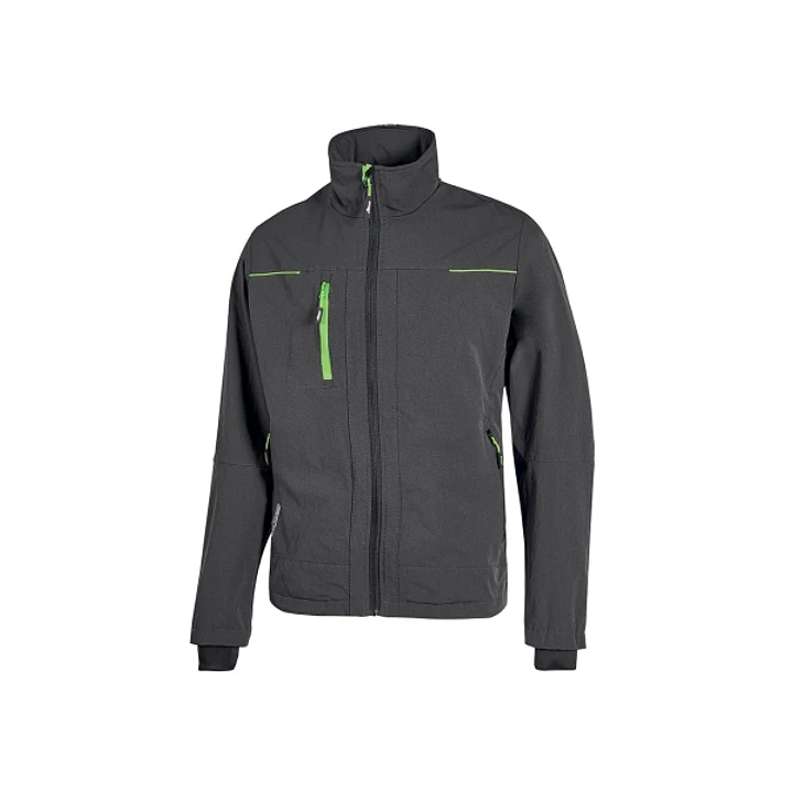 Upower Pluton Chaqueta de Tela Resistente - Talla L - Suave, Repelente al Agua, Transpirable, Secado Rapido, Multiples Bolsillos, Capuchon Retractil,  1