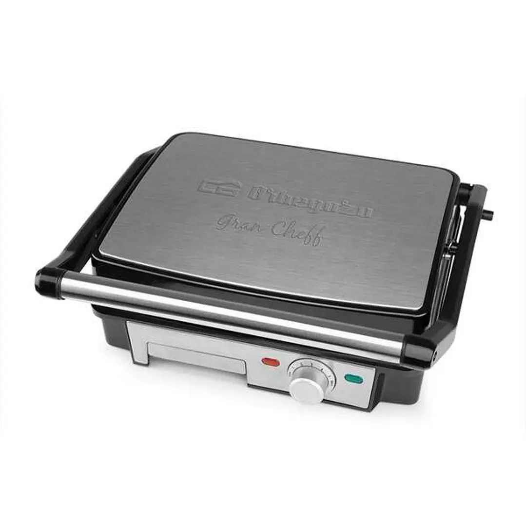 Orbegozo 4570 Grill Multifuncional - Cocina sin Aceite con Potencia de 2200W - Superficie Antiadherente y Placas Abatibles 180º - Termostato Regulable 1