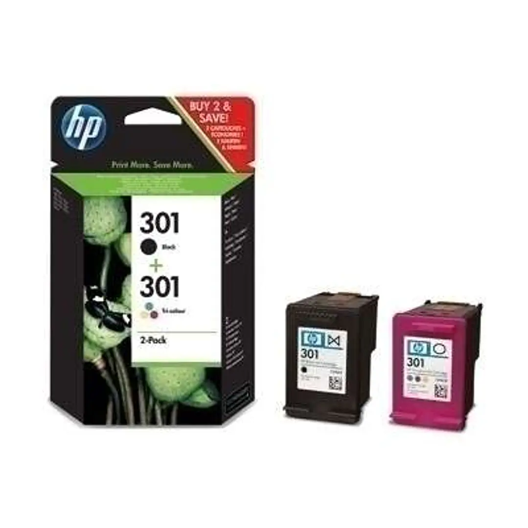 HP 301 Negro + Color Pack de 2 Cartuchos de Tinta Originales - N9J72AE 1