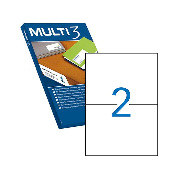 Multi3 Pack de 1.000 Etiquetas Blancas Cantos Rectos Tamaño 210.0X148.0mm con Adhesivo Permanente para Multiples Usos 1