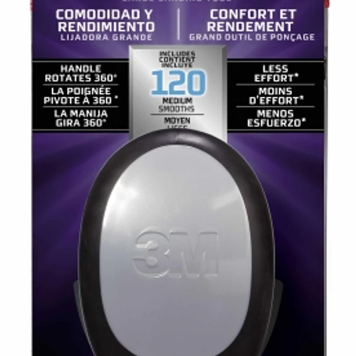 3M Pro Grade Precision Comfort & Performance Herramienta Manual de Lijado - Formato Grande - 9.3x17.7cm - Color Negro/Gris 1