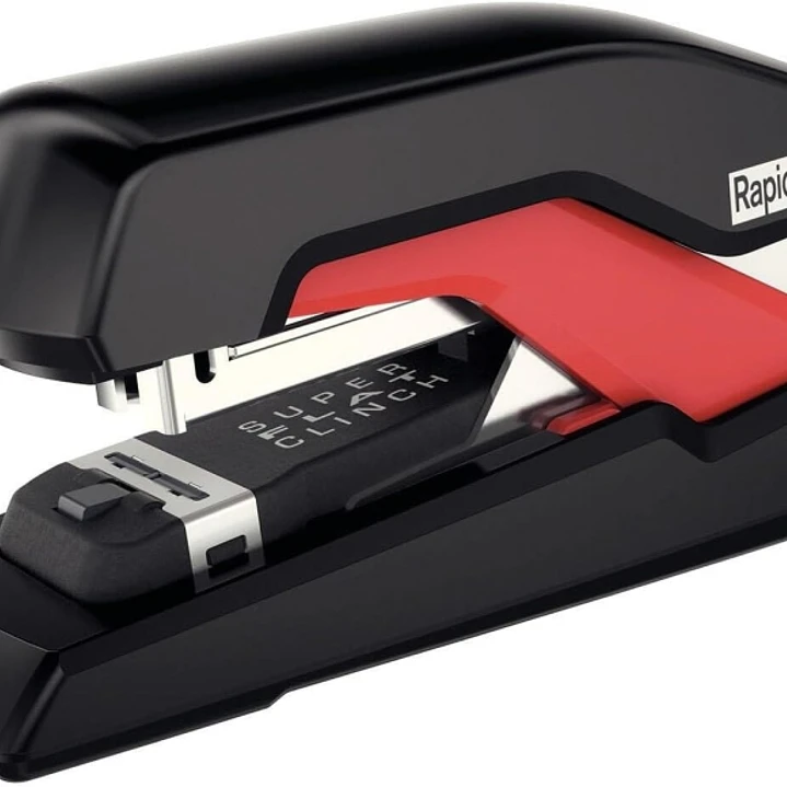 Rapid Supreme Omnipress SO30c Grapadora de Sobremesa Compacta - Hasta 30 Hojas - Grapado sin Esfuerzo - Color Negro/Rojo 1