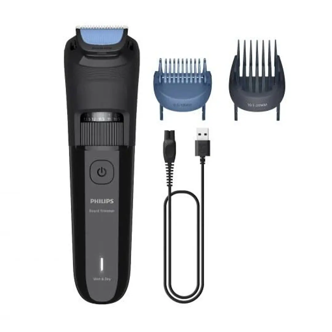 Philips Recortadora de Barba Inalambrica - Autonomia hasta 60min - Cuchillas Autoafilables - Recargable - Acero Inoxidable - Incluye Peines Guia - Col 1