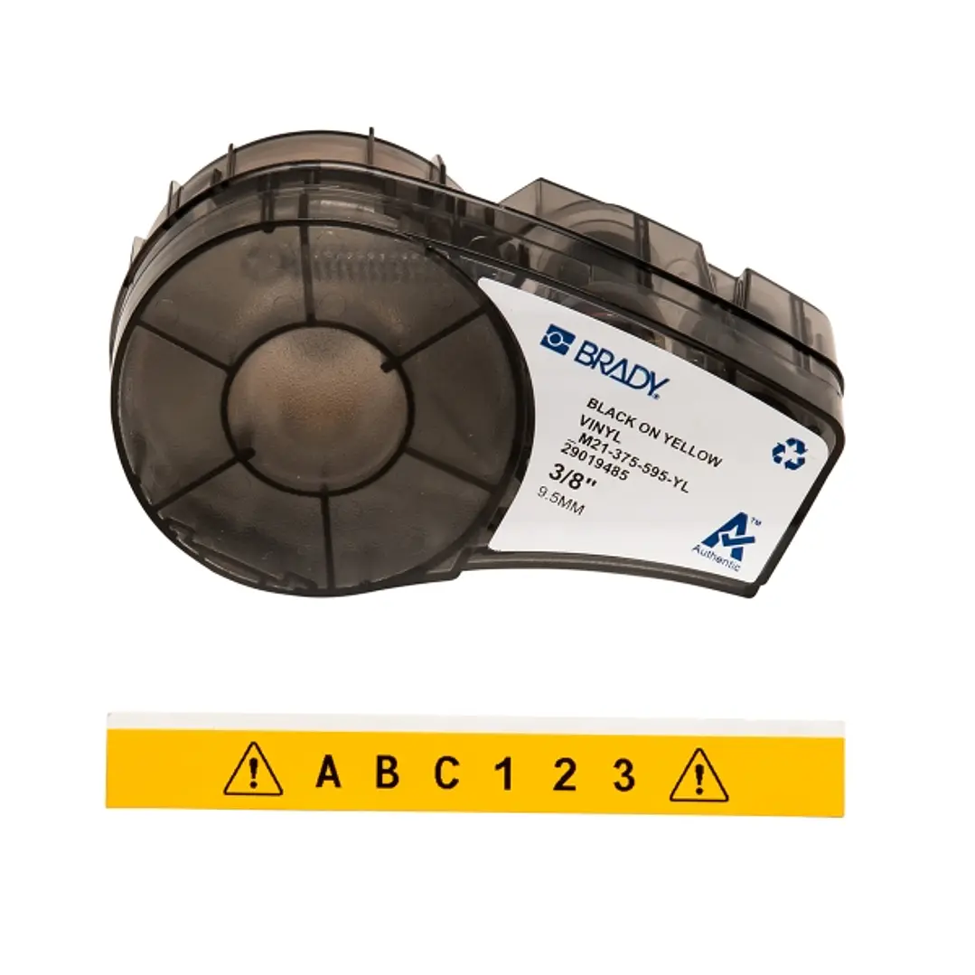 Brady M21-375-595-YL Cinta de Etiquetas Original Vinilo - Texto Negro sobre Fondo Amarillo - Ancho 9.53mm x 6,40m 1