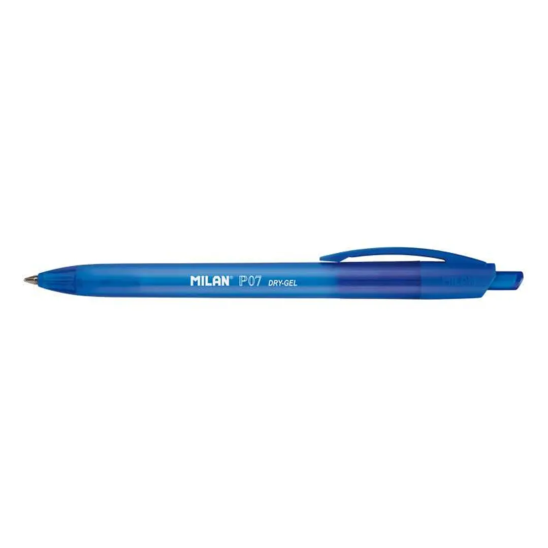 Milan P07 Dry-Gel Boligrafo de Gel Retractil - Punta 0.7mm - Secado Rapido - Color Azul 1