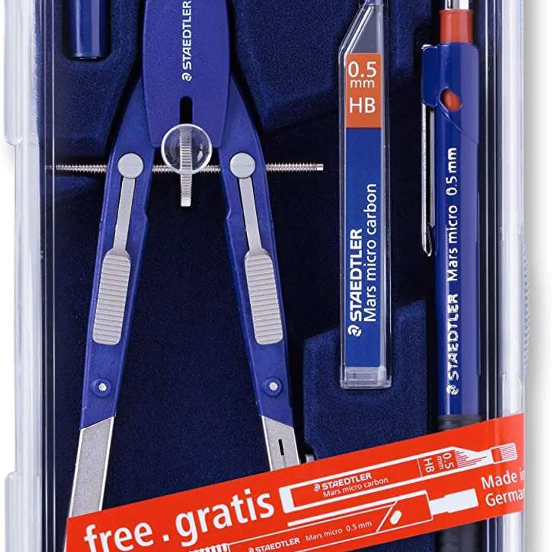 Staedtler Mars 552 Compas de Precision - Diametro Maximo 350mm - Compas de Aiuste Rapido - Patas Articuladas - Aguja Intercambiable - Mina Intercambia 1