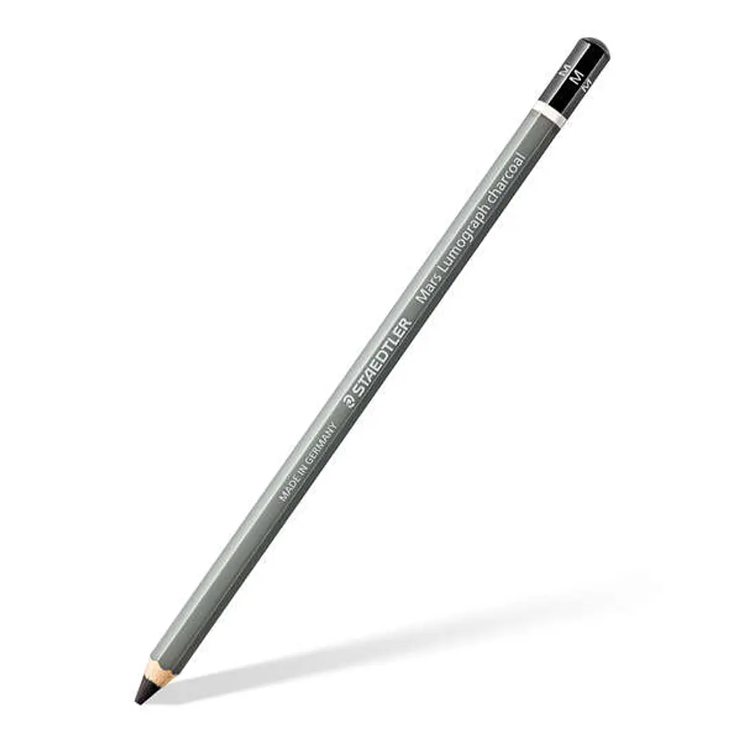 Staedtler Mars Lumograph Charcoal 100C Lapiz de Grafito - Mina M - Alta Proporción de Carbon y Carboncillo - Madera de Bosques Sostenibles 1