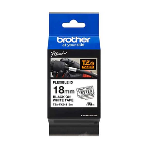 Brother TZeFX241 Cinta Laminada Flexible Original de Etiquetas - Texto negro sobre fondo blanco - Ancho 18mm x 8 metros