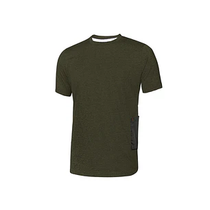 Upower Road Camiseta de Manga Corta en Polycotton Jersey - Talla XL - Slim-Fit, Cuello Acanalado Elastico, Bolsillo para Celular, Cinta Reflex, Protec