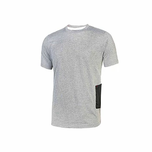 Upower Road Camiseta de Manga Corta en Polycotton Jersey - Talla XL - Slim-Fit, Cuello Acanalado Elastico, Bolsillo para Celular, Cinta Reflex, Protec