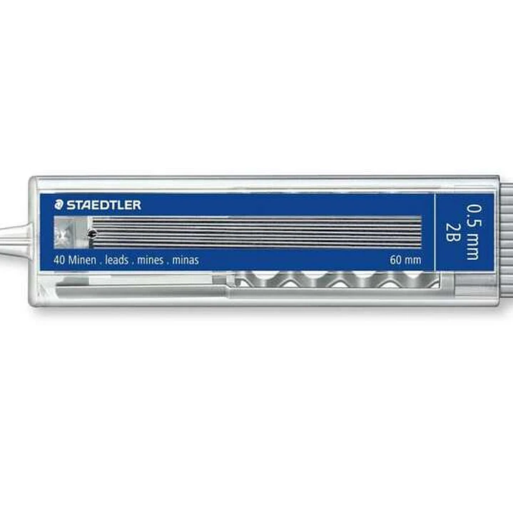 Staedtler Mars Micro Carbon 255 Tubo con 40 Minas Finas de Grafito - Mina 2B - 0.5mm - Alta Resistencia a la Rotura 1