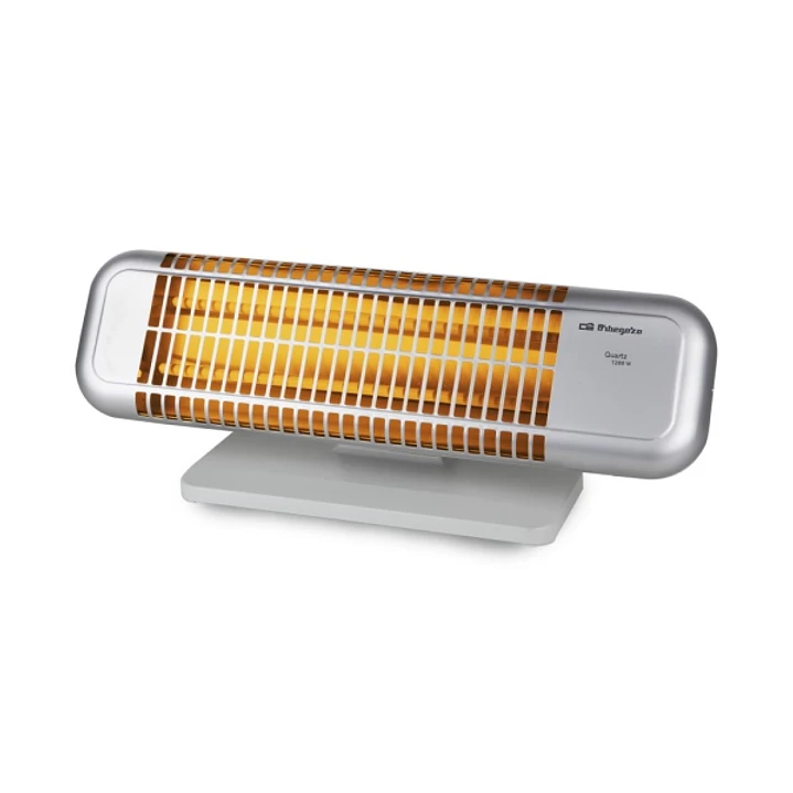 Orbegozo BP 0102 Estufa de Cuarzo - Potencia 1200W - Boton Antivuelco - 2 Niveles de Calor - Ruedas de Transporte - Reflector Protegido - 577x233x167m 1