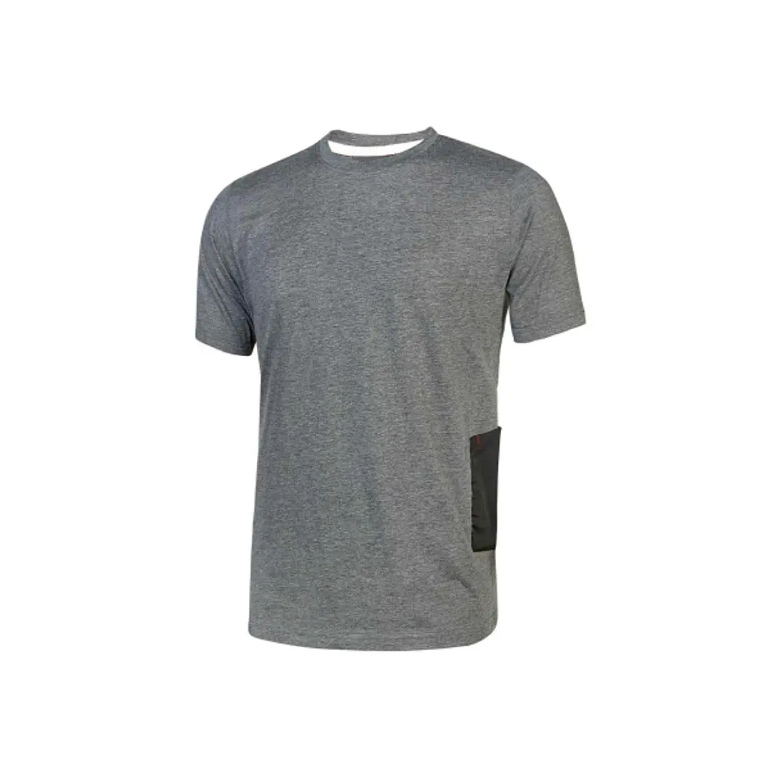 Upower Road Camiseta de Manga Corta Polycotton Jersey - Talla M - Slim-Fit, Cuello Acanalado Elastico, Bolsillo Celular, Cinta Reflex, Proteccion DPI1 1