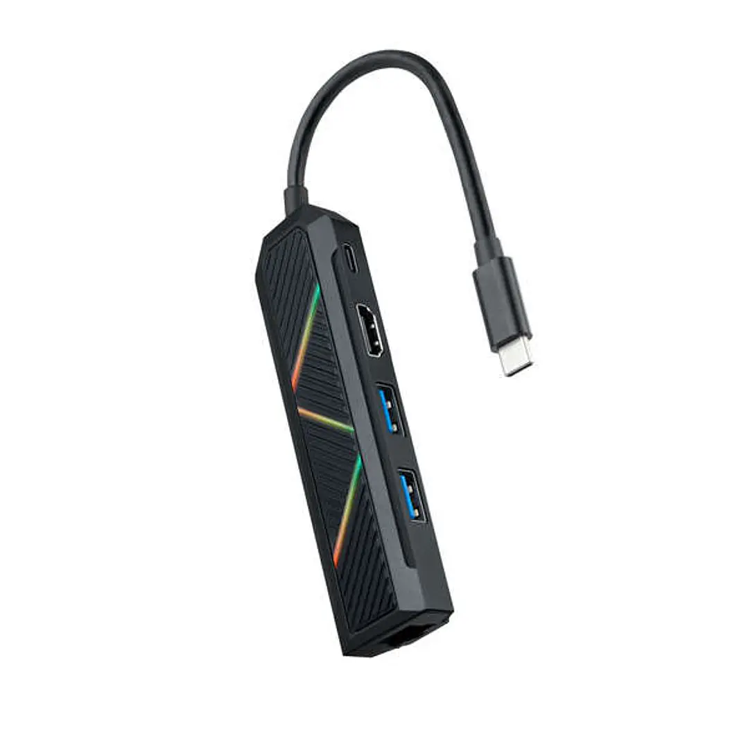 Nanocable 5 en 1 Hub USB-C 3.0 con 2x USB-A 3.0, 1x USB-C PD, 1x HDMI, 1x RJ45 - Carcasa de Aluminio - Cable de 0.15m 1
