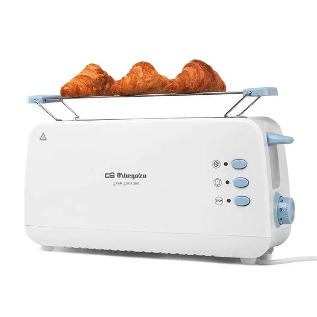 Orbegozo TO 4012 Tostadora de Ranura Larga Multifuncional - Potencia 850W - Termostato Regulable - Funcion Descongelacion y Recalentamiento - Bandeja  1
