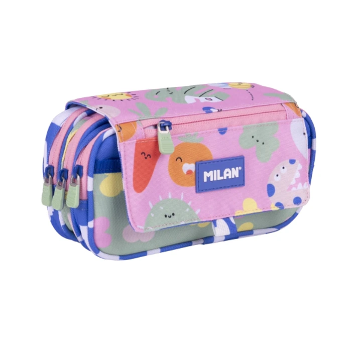 Milan Green and Grow Estuche Portatodo con Solapa - Cremallera - 4 Compartimentos - 13x24x10cm - Multicolor 1