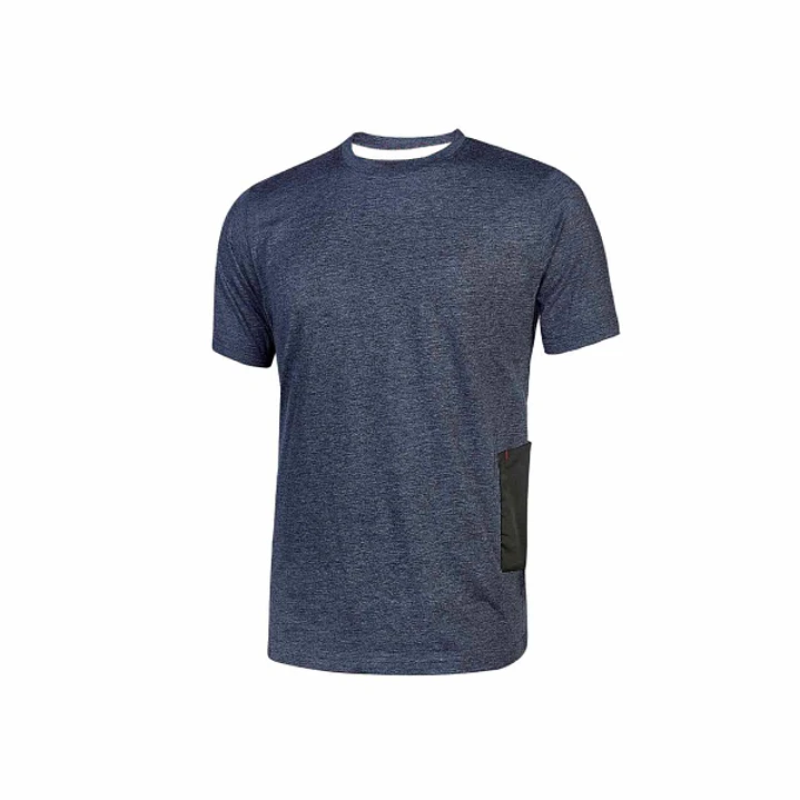 Upower Road Camiseta de Manga Corta en Polycotton Jersey - Talla 4XL - Slim-Fit, Cuello Acanalado Elastico, Bolsillo para Celular, Cinta Reflex, Prote 1