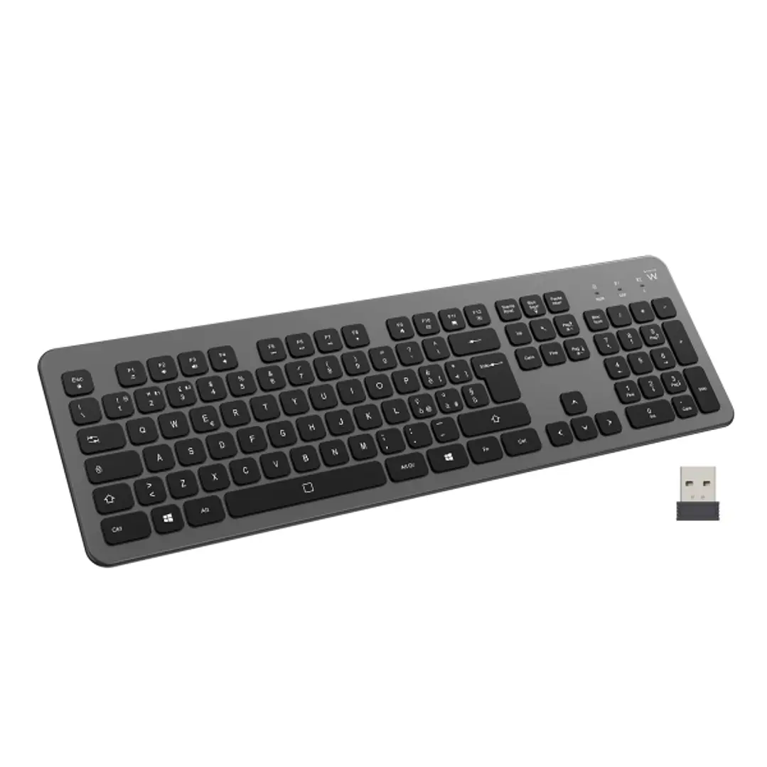 Ewent Teclado Inalambrico - Bateria de Litio Recargable de 300mAh - Disposicion Italiana QWERTY IT - Retroiluminacion - Teclas de Bajo Perfil y Silenc 1