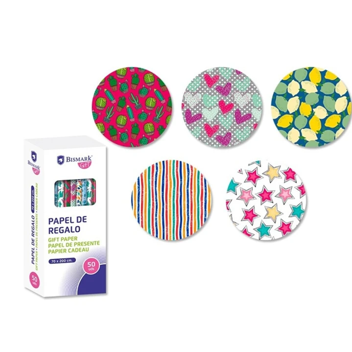 Bismark Moments Rollo de Papel Regalo - Medidas 70cmx200cm - 5 Diseños Diferentes 1