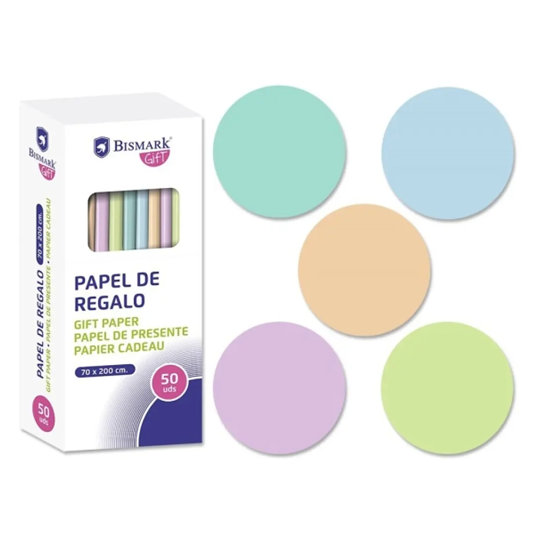 Bismark Pastel Rollo de Papel Regalo - Medidas 70cmx200cm - 5 Colores Pastel 1