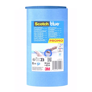 Scotchblue Pack de 6 Cintas de Enmascarar - 36mm x 41m - 100% PEFC - Multisuperficie - Color Azul