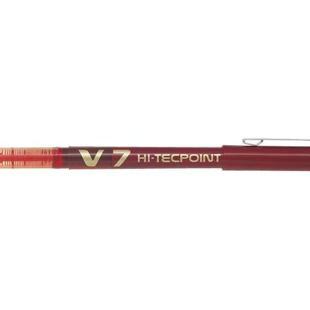 Pilot Boligrafo de tinta liquida V7 HI-Tecpoint Rollerball - Punta fina de aguja 0.7mm - Trazo 0.5mm - Color Rojo 1