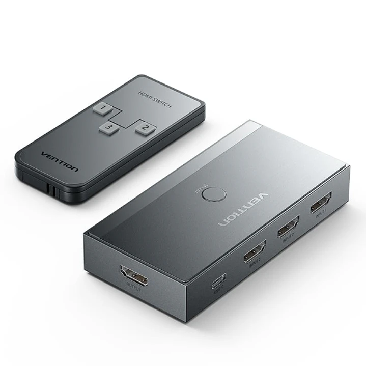 Vention Switch/Splitter HDMI 2.1 - 3x HDMI 2.1 Hembra 8K - USB-C - Color Gris 1