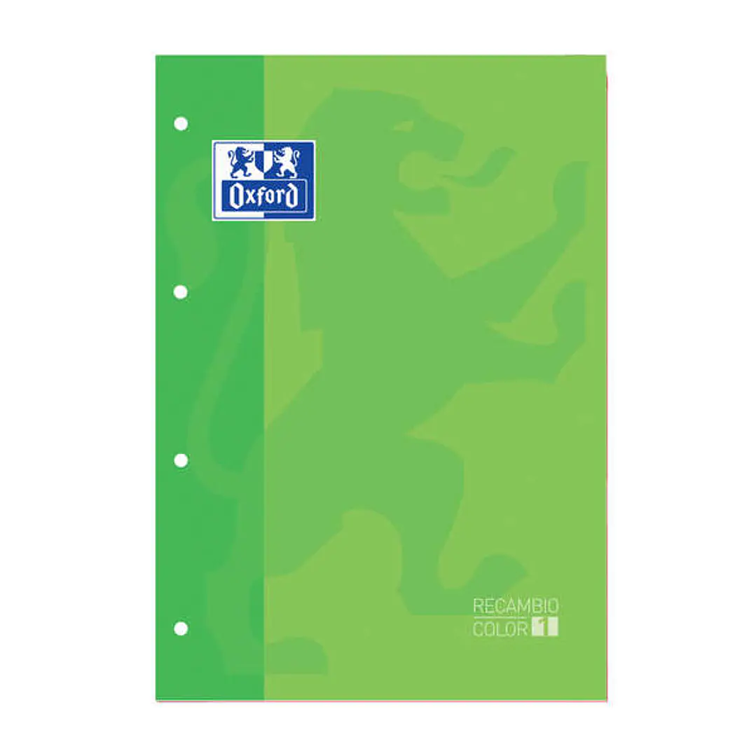 Oxford School Classic Recambio Encolado A4 80 Hojas Cuadricula 5x5 - Recuadro del Color de la Tapa - Tapa Color Verde 1