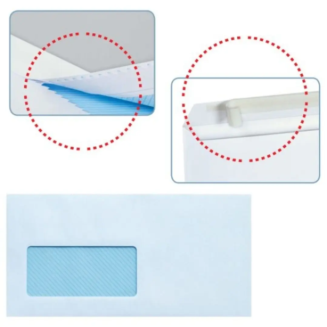 Sam Pack de 500 Sobres Americanos de Papel Offset 90grs con Ventana a la Izquierda - Medidas 115x225mm - Autoadhesivo con Tira de Silicona - Color Bla 1