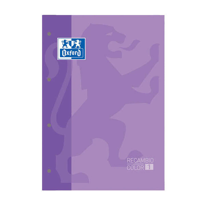Oxford School Classic Recambio Encolado A4 80 Hojas Cuadricula 5x5 - Recuadro del Color de la Tapa - Tapa Color Malva 1