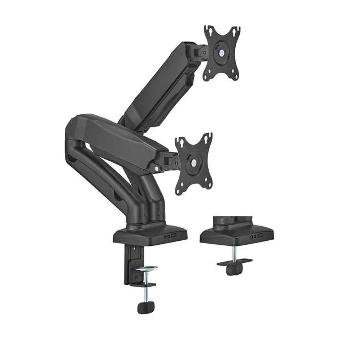 Aisens Soporte de Mesa PRO Contrapeso Giratorio e Inclinable para Monitor/TV 9kg (3 Pivotes - 2 Brazos) de 17-32 - Color Negro 1