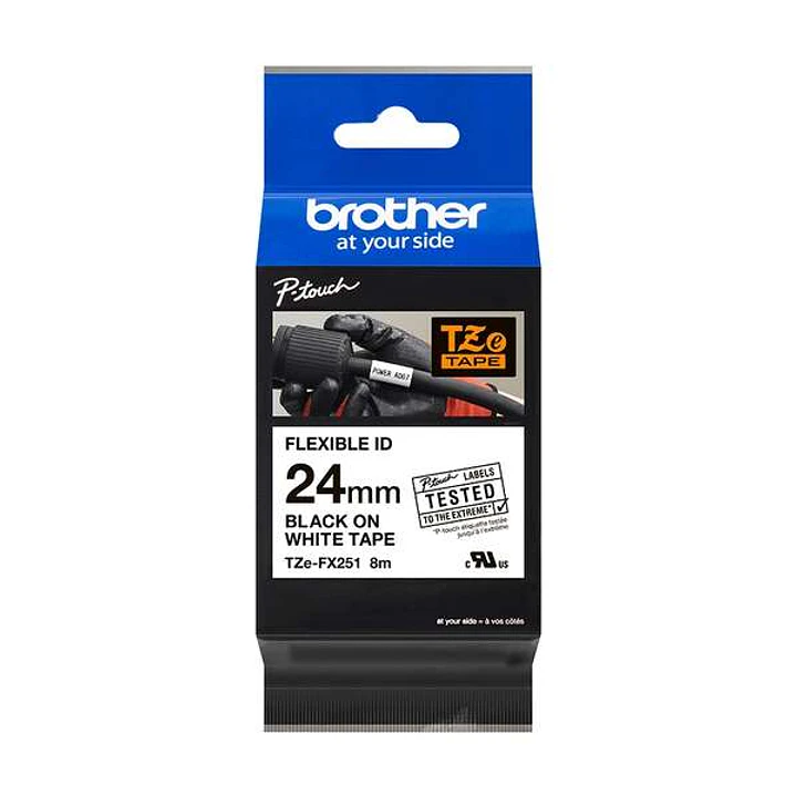 Brother TZeFX251 Cinta Laminada Flexible Original de Etiquetas - Texto negro sobre fondo blanco - Ancho 24mm x 8 metros 1