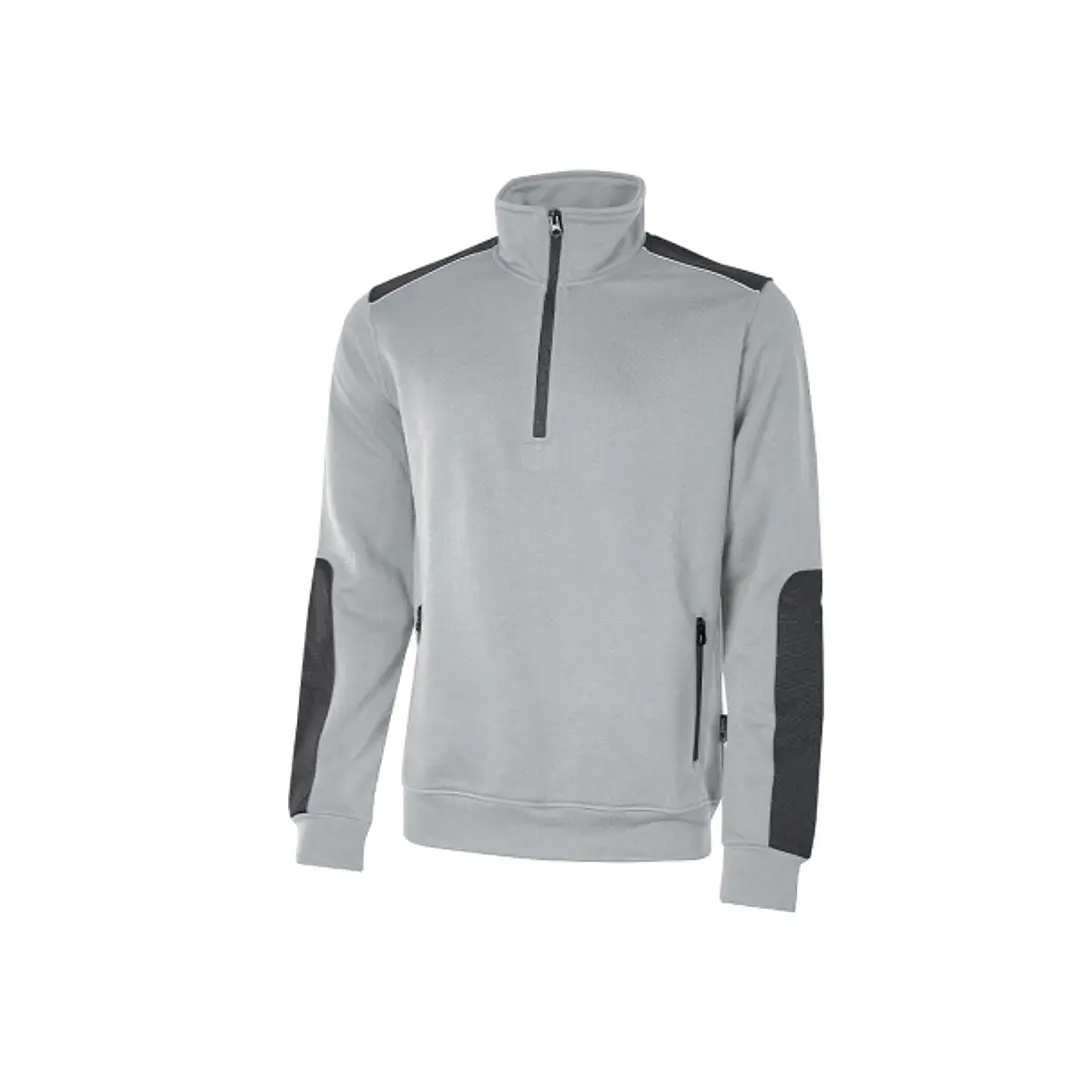 Upower Cushy Sudadera Cepillada con Media Cremallera - Talla 4XL - Cuello Alto, Bolsillos Laterales con Cremallera, Refuerzos Antidesgaste, Insertos R 1