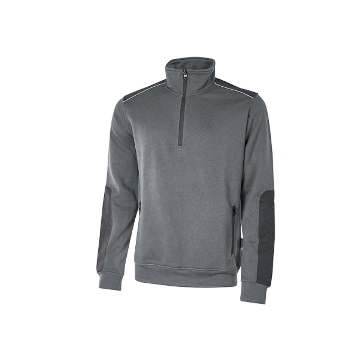 Upower Cushy Sudadera Cepillada con Media Cremallera - Talla S - Cuello Alto, Bolsillos con Cremallera, Refuerzos Antidesgaste, Detalles Reflectantes, 1