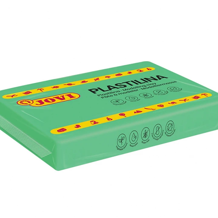 Jovi Caja de 15 Pastillas de Plastilina 350gr - 100% Vegetal - Muy Moldeable - No Se Seca - sin Gluten - Inocua y No Toxica - Color Verde 1