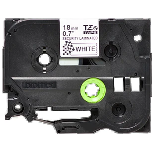 Brother TZeSE4 Cinta Laminada de Seguridad Original de Etiquetas - Texto negro sobre fondo blanco - Ancho 18mm x 8 metros