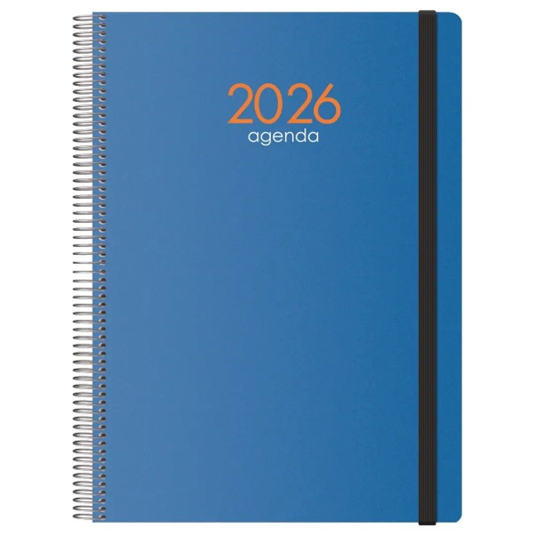 Dohe Syncro Agenda Anual - Dia Pagina - Cubierta de Plastico - Sabado y Domingo misma Pagina - Cierre con Goma Elastica - Tamaño 21x29cm - Color Azul 1