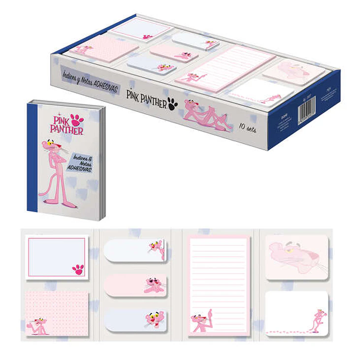 Dohe Expositor de Indices y Notas Adhesivas Pink Panther - Set de 10 - Preimpresas a Todo Color - Potente Adhesivo - Ideal para Señalizaciones y Clasi 1