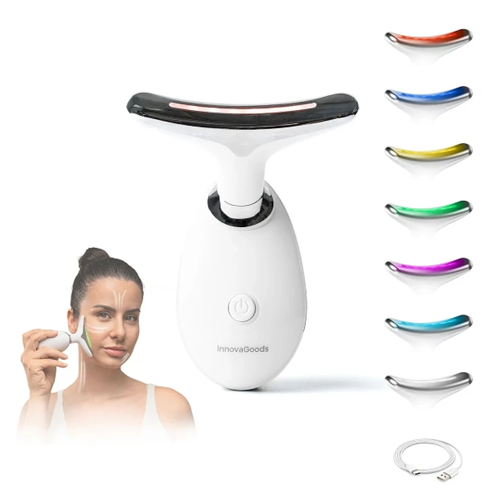 Innovagoods Selora Masajeador Facial Electrico Reafirmante para Cara y Cuello - Autonomia 60min - 500mAh - Termoterapia - Luz LED - Recargable - Autoa 1