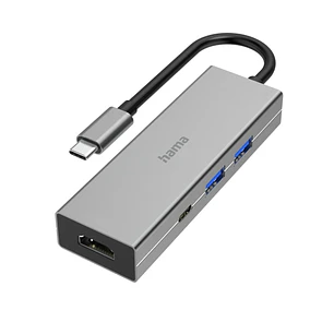 Hama Essential Hub USB 3.2 - Potencia Maxima 100W - Cable USB-C Integrado de 15cm - HDMI 4K - USB-C - 2x USB-A - Power Delivery - Color Gris