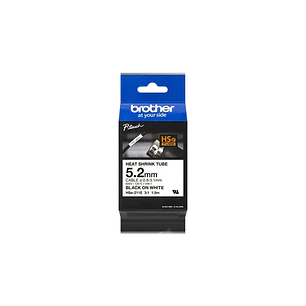 Brother HSE211E Cinta Tubo Termorretractil Original de Etiquetas para Cables - Texto negro sobre fondo blanco - Ancho 5.2mm x 1.5 metros - Cable recom