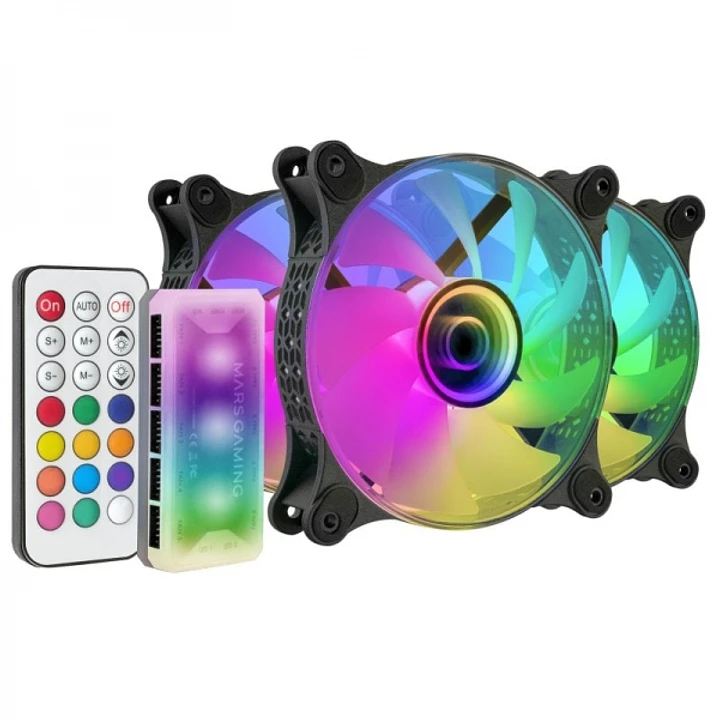 Mars Gaming MF-3DKIT Ventiladores ARGB - Espejo Infinito 3D - 220 Efectos - Controlador Avanzado - Ventilacion Silenciosa - Compatible con Placas Base 1