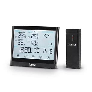 Hama Full Touch Estacion Meteorologica - Reloj - Pantalla Digital - Prevision Meteorologica - Sensor Exterior - Radiofrecuencia - Termometro - Higrome