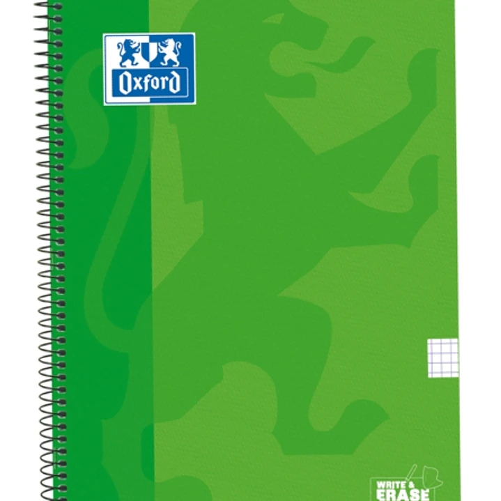 Oxford School Classic Cuaderno Espiral Tapa Extradura Write&Erase - Folio 4x4 con Margen - 80 Hojas - Color Verde 1