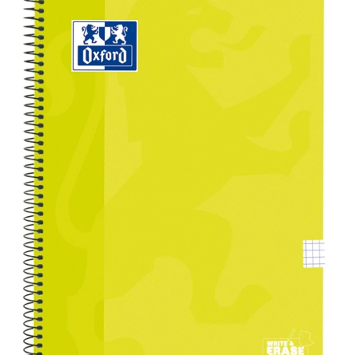 Oxford School Classic Cuaderno Espiral Tapa Extradura Write&Erase - Folio 4x4 con Margen - 80 Hojas - Color Lima 1