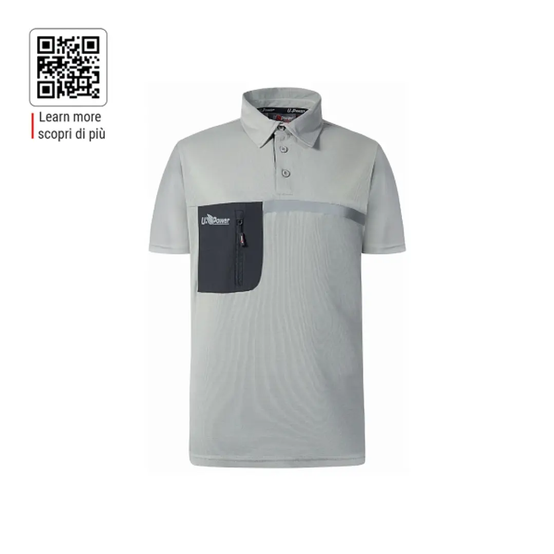 Upower Libra Polo Hombre Termorregulador - Talla 2XL - Tecnologia HeiQ Smart Temp, Tratamiento Antimicrobiano, Bolsillo con Cremallera, Banda Reflecta 1
