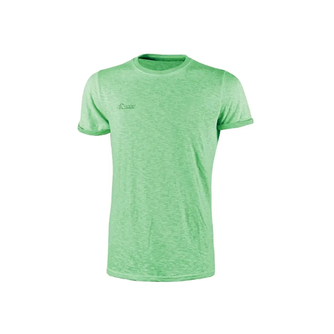 Upower Fluo Camiseta de Manga Corta - Talla 2XL - Algodon Flameado, Tejido Slub, Transpirable, Ajuste Slim-Fit, Cuello Redondo Acanalado, Logotipo Bor 1