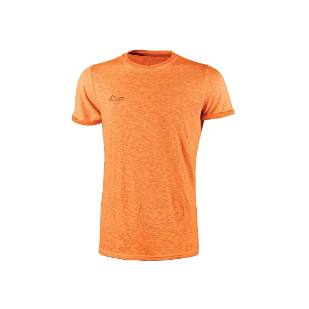 Upower Fluo Camiseta de Manga Corta - Talla S - Algodon Flameado, Tejido Slub Cotton, Transpirable, Ajuste Slim-Fit, Cuello Redondo Acanalado, Logotip 1