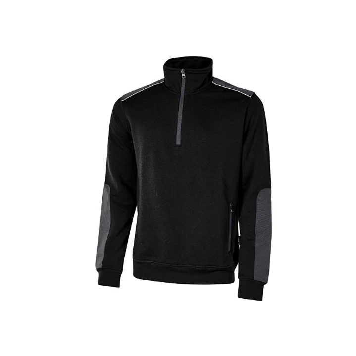 Upower Cushy Sudadera Cepillada con Media Cremallera - Talla L - Cuello Alto, Bolsillos con Cremallera, Refuerzos Antidesgaste, Detalles Reflectantes, 1