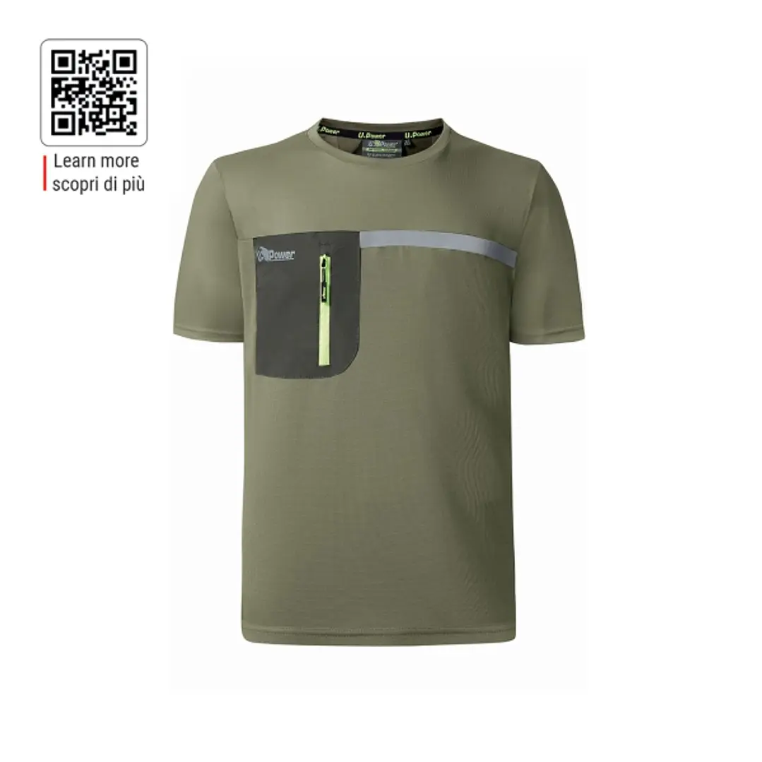 Upower Christal Camiseta Hombre con Termorregulacion Inteligente - Talla 3XL - Efecto Antimicrobiano, Detalles Reflectantes, Bolsillo con Cremallera,  1